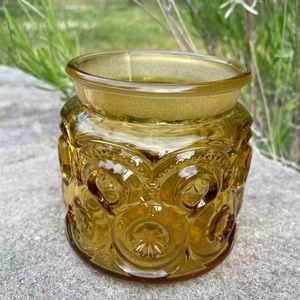 L.E Smith Moon and Stars Small Amber Canister without Lid